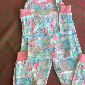 Lilly Pulitzer Pink and Blue Floral Pajama Set
